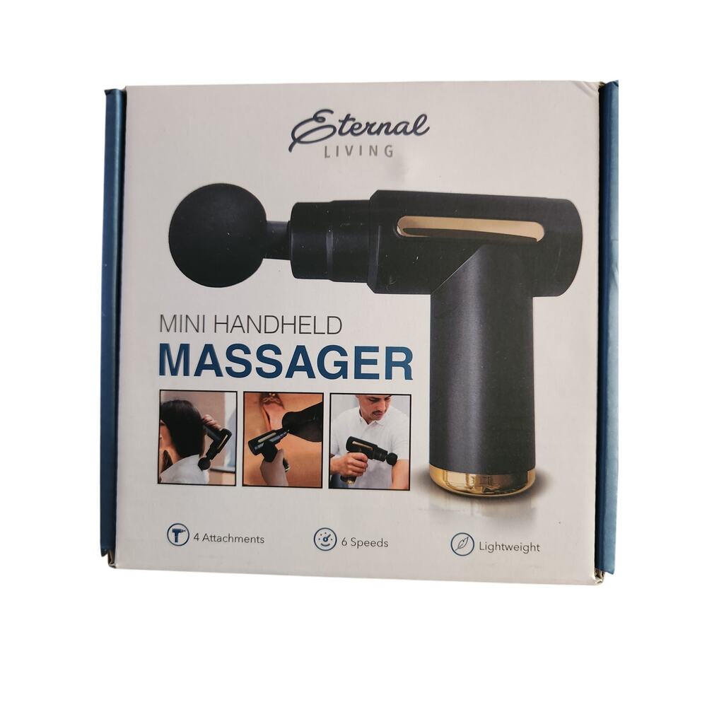 Eternal Living Mini Massage Gun Handheld Deep Tissue Massager 4 Attachments